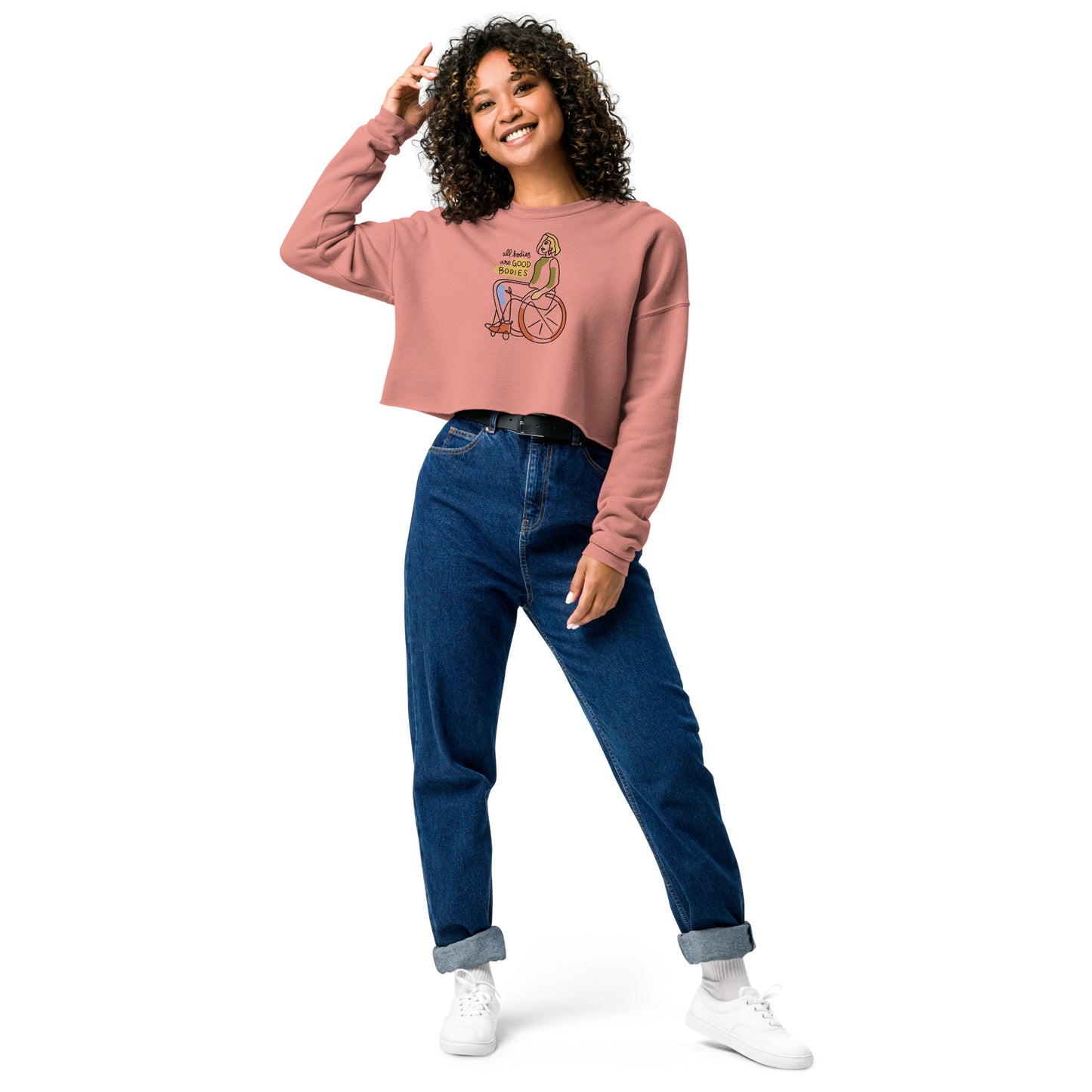 Crop Sweatshirt Womens (All Bodies Are Good Bodies - Inspiration 003)