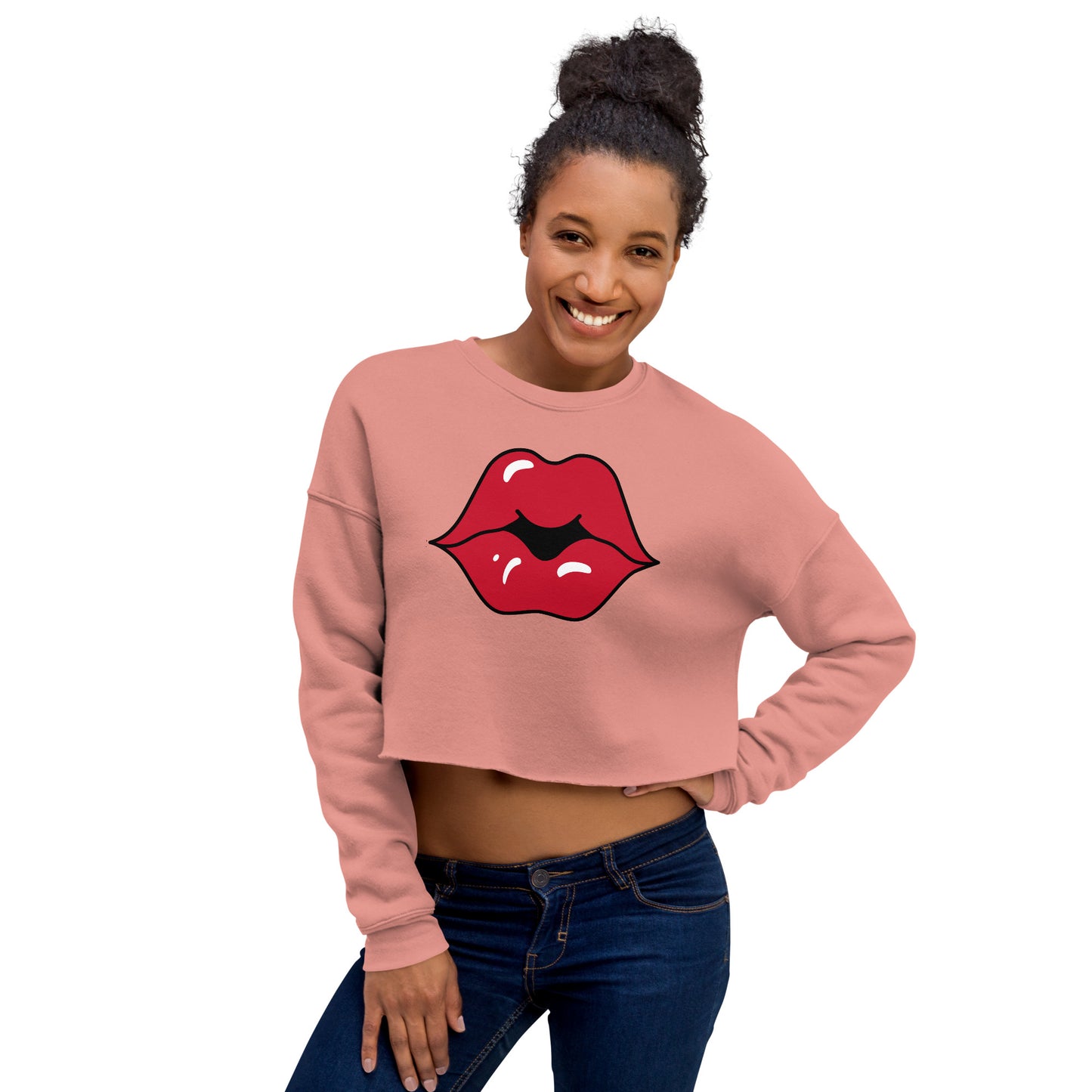 Crop Sweatshirt Womens (Kiss - Fun Lips 0024)